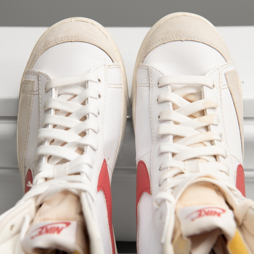 Nike Blazer Mid Sz 9.5 White Pink High Top Sneakers Streetwear 70s Retro Style - Picture 5 of 7